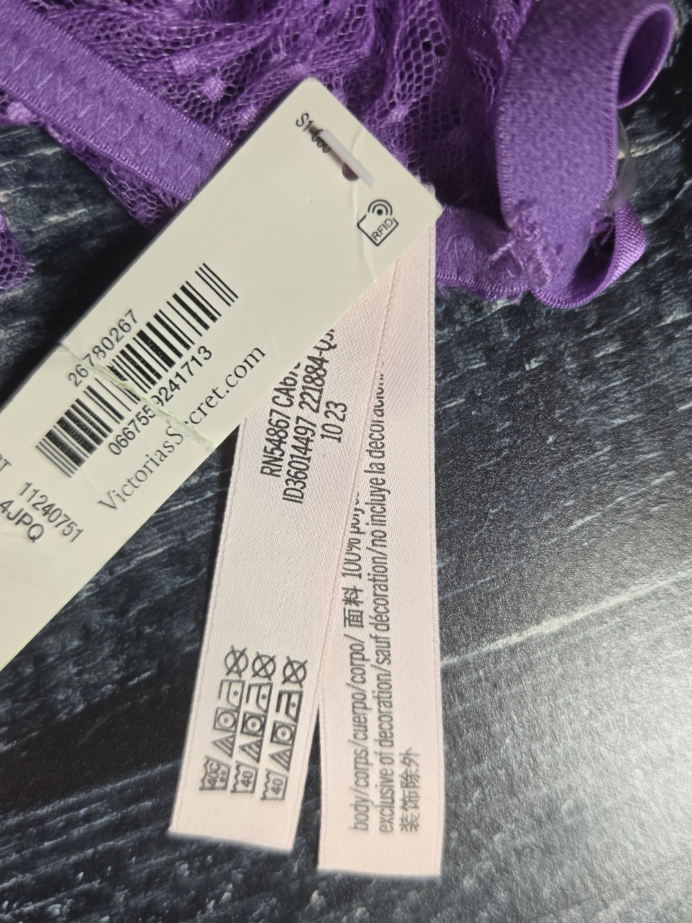 Victoria's Secret Purple Lace Bow-Front Strappy Teddy - Picture 3 of 6